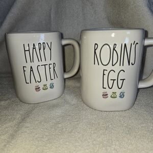 Rae Dunn White Ceramic Mugs Set for Dining